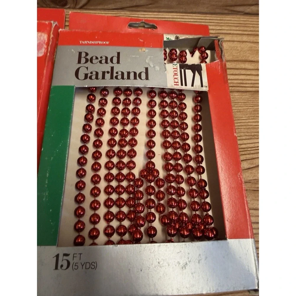 Vintage Bead Chain Garland Rex‎ Christmas Tree Trimmings Lot of 3 45 ft total
